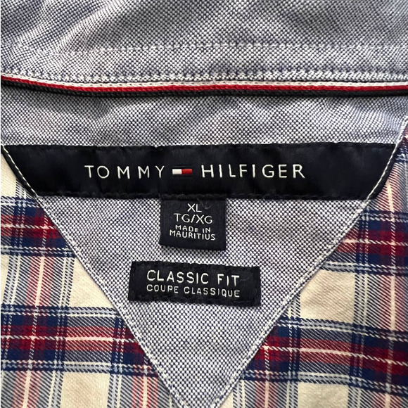 Tommy Hilfiger Men's XL Shirt Button Down Classic Fit Plaid in Red and Blue - Picture 4 of 6